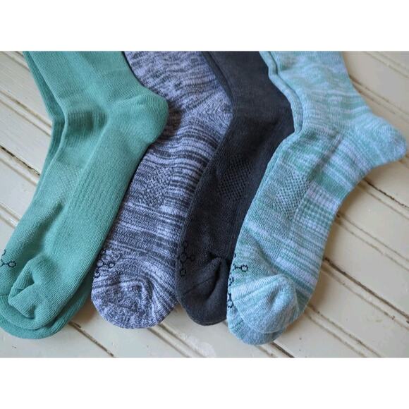 TOMMIE COPPER Compression Over-the-Calf Socks Gray/Jade Green (4) Pack Large NWT - Picture 2 of 7